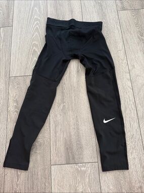 Nike Black Boys Dri-FIT Leggings with White Swoosh
